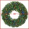 Casafield Pre-Lit Artificial Christmas Wreath for Front Door, Window or Mantel, Green Fir with Multicolor Lights Indoor/Outdoor Holiday Decor, 48 Inches